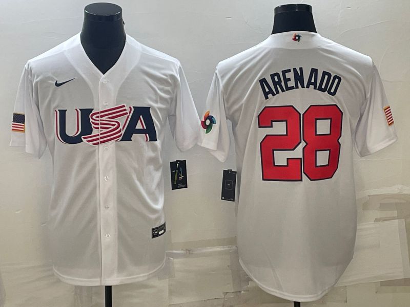 Men 2023 World Cub USA #28 Arenado White Nike MLB Jersey10->more jerseys->MLB Jersey